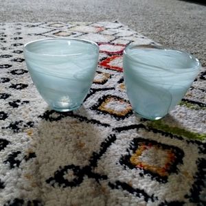 Beautiful hand blown glass candle holders.